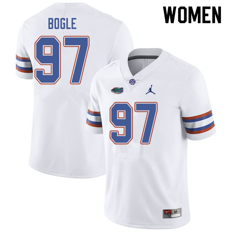 Women's NCAA Florida Gators Khris Bogle #97 Stitched Authentic Jordan Brand White College Football Jersey BXU4865DW